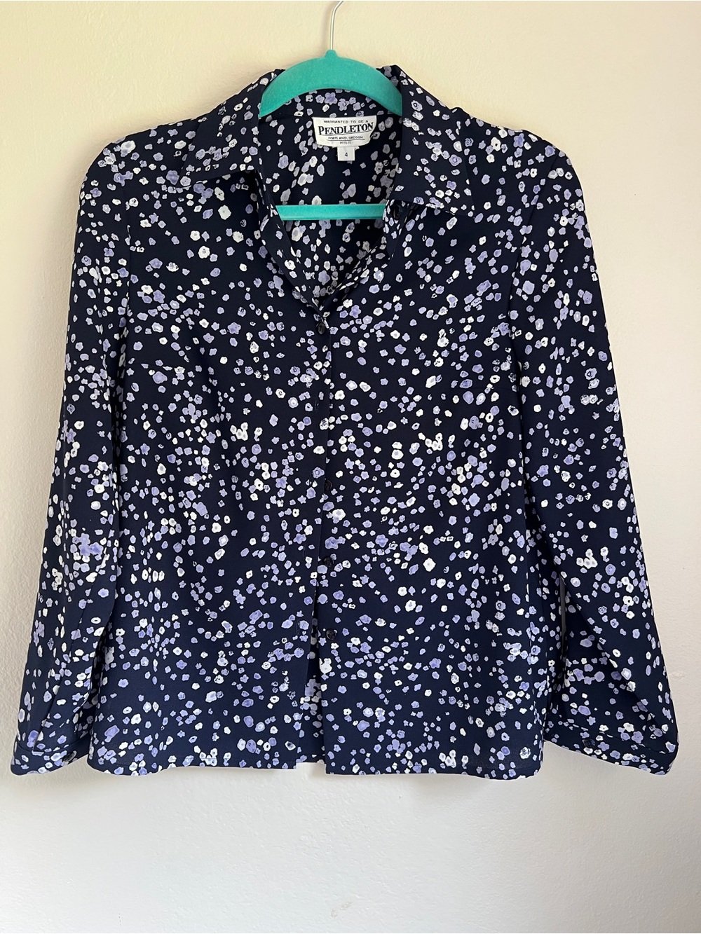 Pendleton Navy and Lilac Floral Button-Down Shirt